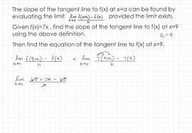 Solved The Slope Of The Tangent Line