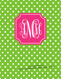 Editable Monogram Binder Covers 40 Green 81 Pink