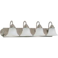 Nuvo Lighting 60 322 Brushed Nickel Ballerina 4 Light 30 Wide Bathroom Vanity Light With Frosted Glass Shades Lightingdirect Com
