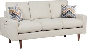 Modern Beige Woven Fabric Sofa Couch