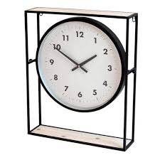 elan timber iron mantle clock black