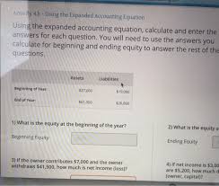Expanded Accounting Equation Chegg