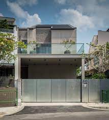 Modern terrace house facade design. Raw Exterior Design For A Semi Detached House In Singapore Arsitektur Modern Arsitektur Modern