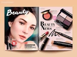beauty magazine design set of makeup