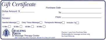Healing Arts Massage Therapy Purchase Gift Certificates For