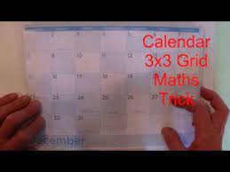 monthly calendar math trick 3 x 3