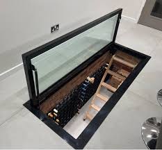 Hinged Glass Floor Wine Cellar Display