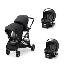 graco black double twin stroller sit n