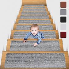 set of 15 stair mats 20cm x 76cm self