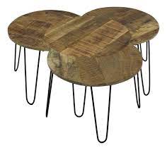 Coffee Table Set Mango Wood Iron