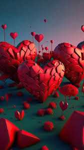 3d love animation red love hd