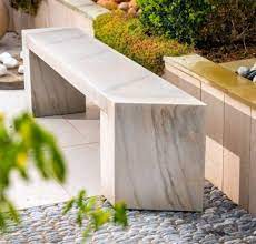 Natural Stone Garden Bench In A Modern