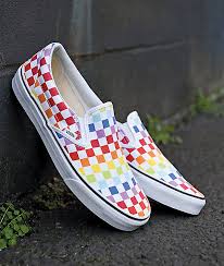 Vans Slip On Rainbow Checkerboard Skate Shoes
