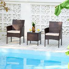 3pc Wicker Garden Furniture Set With 2