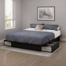 Step One Pure Black Queen Platform Bed