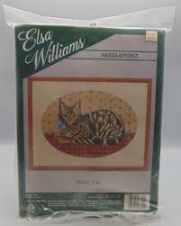 Elsa Williams Tabby Cat Needlepoint Kit 14x10 Canvas Wool