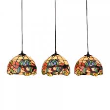 3 Lights Parrot Design Suspended Light Vintage Stained Glass Lighting Fixture In Multicolor Beautifulhalo Com