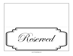 Printable Reserved Table Sign Sign