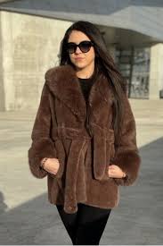 Faux Fur Short Coat With Removable Belt