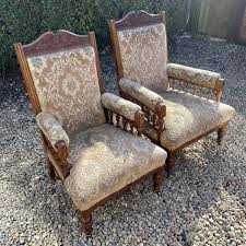 Find the perfect victorian fireplace and armchair stock photo. A Pair Of Late Victorian His And Hers Salon Armchairs Antique Chairs Hemswell Antique Centres