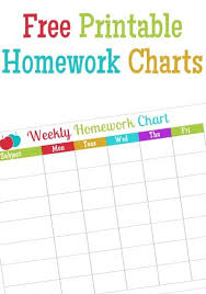 Free Printable Homework Charts Homework Chart Kids