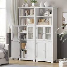 White Sideboard Tall Storage Cabinet