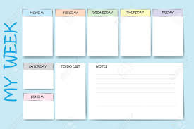 Blue Color Weekly Planner With A Chart For Notes And White Charts