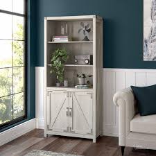 Kathy Ireland Home By Bush Furniture Cottage Grove Tall 5 Shelf Bookcase With Doors In Cottage White