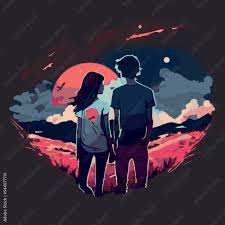 young couple love vector art