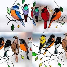 Multicolor Birds On A Wire High Stained