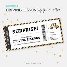 driving lessons gift voucher printable