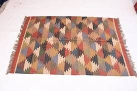 geometric jute kilim rug handmade wool