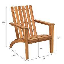 Gymax Set Of 2 Outdoor Wooden Adirondack Chair Patio Lounge Chair W Armrest Natural