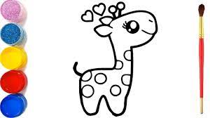 Vẽ Con Hươu Cao Cổ Và Tô Màu Cho Bé | Zeichnen und Ausmalen Giraffe