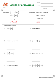 Order Of Operations Math Fun Worksheets