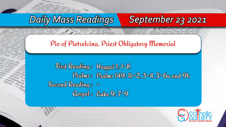 Catholic Daily Mass Readings for Thursday 23 September 2021 | Online