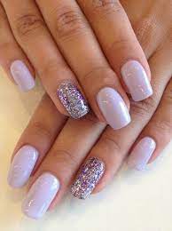 gorgeous lilac and sparkle gel nails