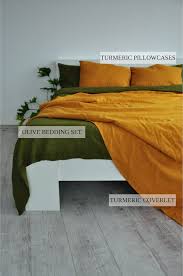 Turmeric Linen Coverlet With Or Without