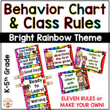 Behavior Chart And Classroom Rules Bright Rainbow Theme