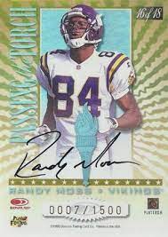 Randy gene moss (born february 13, 1977) is a retired american football wide receiver who played 14 seasons in the national football league (nfl). Top Randy Moss Football Cards Rookie Cards List Buying Guide Gallery