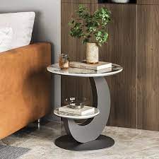 sintered stone side table 2 tier round