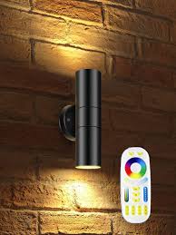 Black Stainless Steel Ip65 Up Down Outdoor Lights Mi Light Remote Control Rgb Color Changing 1000lm Warm White 3000k Rgbw Cylinder Outdoor Wall Light Smart Led Exterior Lighting 1 Pack Amazon Com
