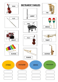 instrument families worksheet