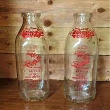 Mid Century Quart Milk Bottles Vintage