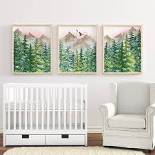 Girl Woodland Nursery Prints Mountains