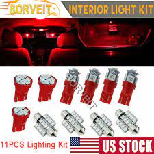 11pcs red led lights interior package