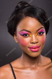 african with natural makeup stock