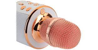 Microfon karaoke WS-858, Boxa Inclusa, SD Card, USB, AUX Rose Gold - eMAG.ro