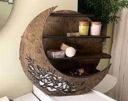 Wooden Moon Wall Shelf Custom Made