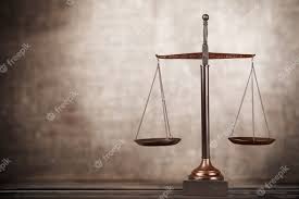 Premium Photo | Scales of justice on table, weight scale, balance.